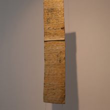 Majid Biglari, “Non-information”, from “Mourning” series, mixed media (paint, glue, paper, leather and wax coated thread), 26 x 145 cm, unique edition, 2019