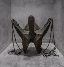 Mojtaba Amini, “Red Death”, leather, iron, wood, rope, 155 × 130 × 165 cm, 2016