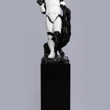 Amir-Hossein Zanjani, “Chevalier with Spear”, from “Savior” series, fiberglass, 110 x 38 x 43.5 cm, pedestal: 85 x 37 x 40 cm, edition of 3 + 1 AP, 2022 