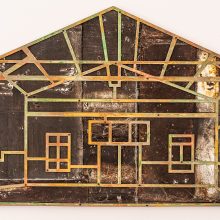 Majid Biglari, “Workshop”, from “Soot, Fog, Soil” series, iron, tin, paint, 66 x 80 x 3 cm, unique edition, 2022
