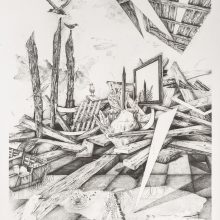 Nazanin Gharanjik,, “Haven”, from “The Incident” series, pencil on paper, 75 × 55 cm, frame size: 75.5 x 55.5, 2021
