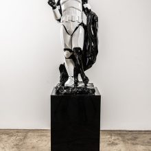 Amir-Hossein Zanjani, “Chevalier with Spear”, from “Savior” series, fiberglass, 110 x 38 x 43.5 cm, pedestal: 85 x 37 x 40 cm, edition of 3 + 1 AP, 2022

