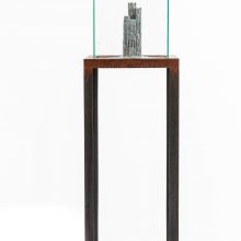 Majid Biglari, “Ash”, from “The Possibility of Real Life’s Openness to Experience” series, rusted steel, glass, book, glue, paraffin, 40 x 40 x 127 cm, unique edition, 2020