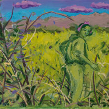 Hanie Farhadi Nik, untitled, from “Re-inhale” series, oil on paper, 23 x 32 cm frame size: 34.5 x 44.5 cm, 2022