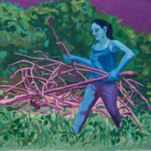 Hanie Farhadi Nik, untitled, from “Re-inhale” series, oil on paper, 27 x 32 cm, frame size: 39 x 44 cm, 2022