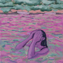Hanie Farhadi Nik, untitled, from “Re-inhale” series, oil on paper, 30 x 19 cm, frame size: 42 x 31 cm, 2022