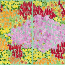 Nahid Behboodian, untitled, from “Kaleidoscope” series, watercolor on paper, diptych, overall size: 107 x 158 cm, frame size: 117 x 169 cm, 2021
