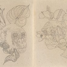 Nahid Behboodian, untitled, from “Chimera” series, pencil on paper, diptych, overall size: 28.5 x 42 cm, frame size: 46.5 x 65.5 cm, 2019
