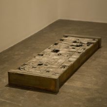 Majid Biglari, untitled, from “The Experience of Dishevelment” series, mixed media (steel, cardboard, paraffin, wood, cement concrete, etc.), 56 x 172 x 15 cm, unique edition, 2017