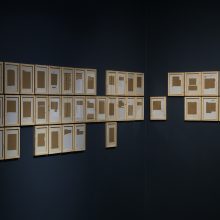 Majid Biglari, “13 Aban, 1358”, from “The Experience of Dishevelment” series, one hundred and three-piece installation, (paper, cardboard, etc.), frame size: 25 x 18 cm, unique edition, 2017