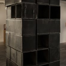 Majid Biglari, untitled, from “The Experience of Dishevelment” series, mixed media (steel, cement concrete, wood, grease, etc.), 124 x 120 x 242 cm, unique edition, 2017