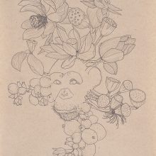 Nahid Behboodian, untitled, from “Lotus” series, pencil on paper, 40 x 29 cm, frame size: 57 x 46 cm, 2020