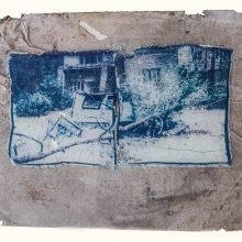 Sasan Abri, Untitled, from “Expedition in an Urban Area” series, mixed media polaroid photography, a collage of two images, all transferred onto a glass, 22.5 x 32 cm, 2018