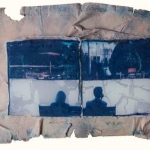 Sasan Abri, Untitled, from “Expedition in an Urban Area” series, mixed media polaroid photography, a collage of two images, all transferred onto a glass, 22.5 x 32 cm, 2018