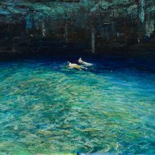 Mahsa Nouri, untitled, from “Dark Water” series, oil on cardboard, 50 x 70 cm, frame size: 63.5 x 83.5 cm, 2021
