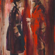 Amir-Hossein Zanjani, “Face to Face”, from “Marching” series, oil on canvas, 120 x 80 cm, 2017
