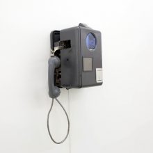 Sara Abri, untitled, from “Payphone” series, video installation, payphone, iron sheet & monitor, 43 x 30 x 23 cm, unique edition, 2015
