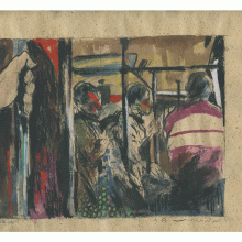 Seyed Mohamad Mosavat, untitled, from “Bus” series, mixed media on paper, frame size: 27 x 37 cm, 2006