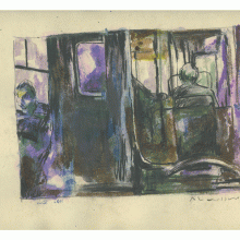 Seyed Mohamad Mosavat, untitled, from “Bus” series, mixed media on paper, frame size: 27 x 37 cm, 2005
