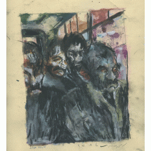 Seyed Mohamad Mosavat, untitled, from “Bus” series, mixed media on paper, frame size: 37 x 27 cm, 2005