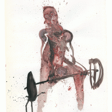 Seyed Mohamad Mosavat, untitled, from “Sorrow / Muscle” series, acrylic on paper, frame size: 60 x 44 cm, 2019