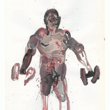 Seyed Mohamad Mosavat, untitled, from “Sorrow / Muscle” series, acrylic on paper, frame size: 60 x 44 cm, 2019