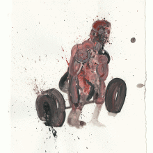 Seyed Mohamad Mosavat, untitled, from “Sorrow / Muscle” series, acrylic on paper, frame size: 45 x 35 cm, 2019