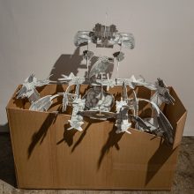 Amir-Nasr Kamgooyan, untitled, from “Think Box” series, installation, plastic sheets and cardboard, overall size: 112 x 114 x 82 cm, unique edition, 2019