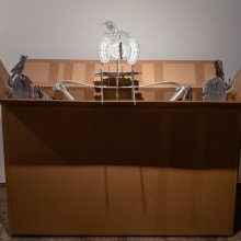Amir-Nasr Kamgooyan, untitled, from “Think Box” series, installation, plastic sheets and cardboard, overall size: 114 x 151 x 90 cm, unique edition, 2019