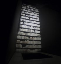 Mahsa Aleph, “Aleph’s Library”, installation at Pasio, 1000 cured books, iron, wood, overall size: 250 x 250 x 900 cm, 2017